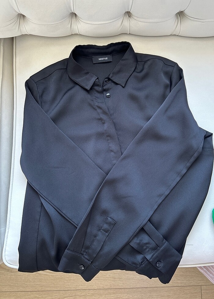 Siyah saten gömlek - Görsel 4