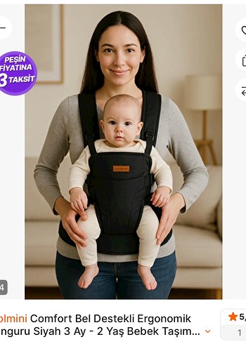 Molmini Plus Siyah Bel Destekli Kanguru - Görsel 2