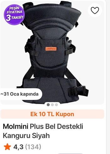 Molmini Plus Siyah Bel Destekli Kanguru - Görsel 3