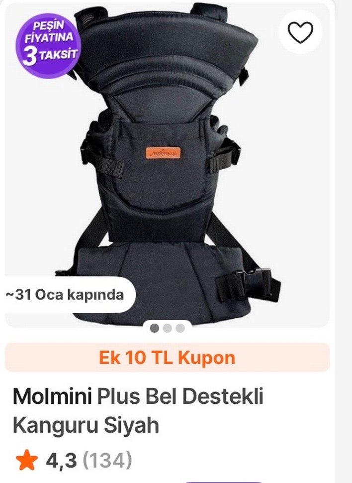 Molmini Plus Siyah Bel Destekli Kanguru - Görsel 3