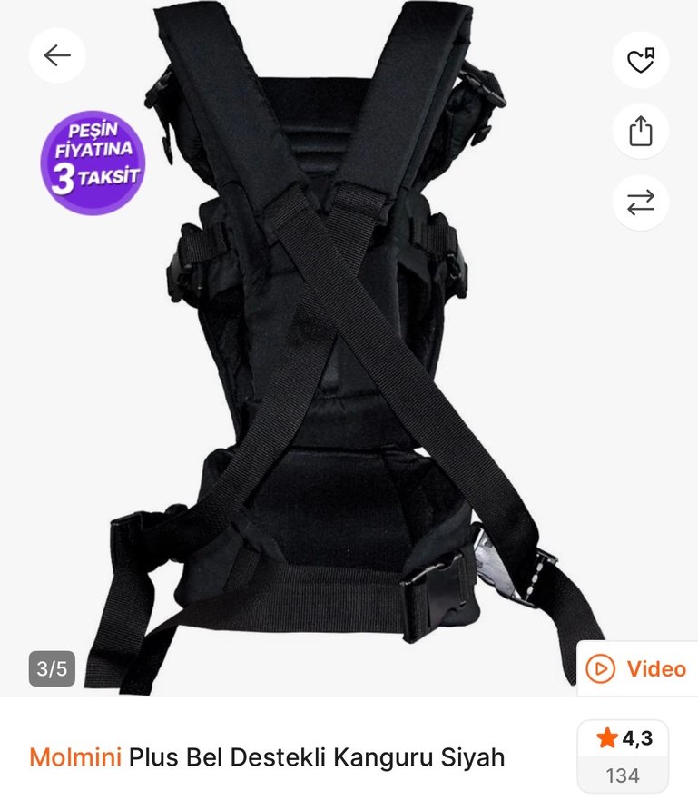 Molmini Plus Siyah Bel Destekli Kanguru - Görsel 5