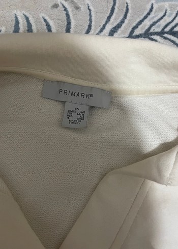 Beyaz Pamuklu Polo Yaka Kadın Sweatshirt - Görsel 4