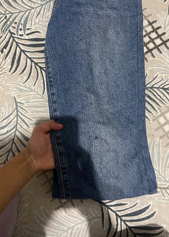 Kadın Mavi Denim Bol Kesim Kot Pantolon - Görsel 3
