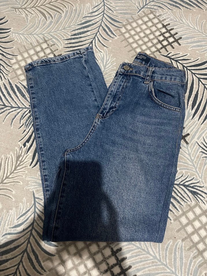 Kadın Mavi Denim Bol Kesim Kot Pantolon - Görsel 2