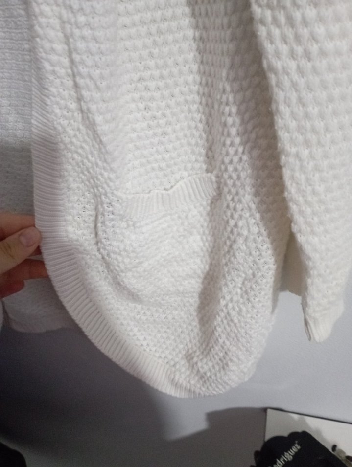 Beyaz Örgü Kadın Hırka Uzun Kollu - Görsel 2