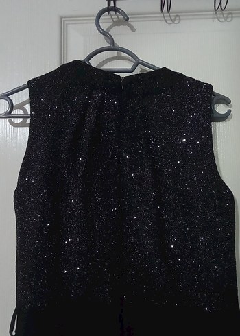 Siyah Payetli Uzun Kadın Tulum - Görsel 3