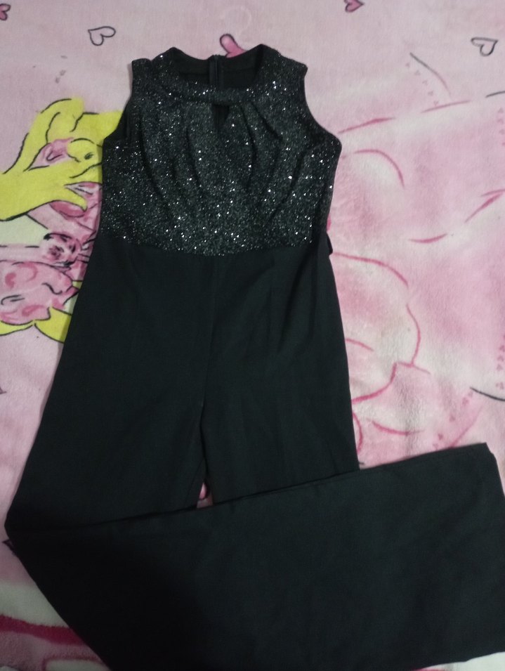 Siyah Payetli Uzun Kadın Tulum - Görsel 2