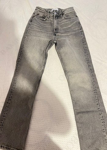 Gri Regular Fit Kadın Midi Denim Pantolon