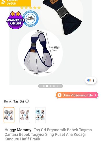 Huggy Mommy Taş Gri Ergonomik Bebek Taşıyıcı