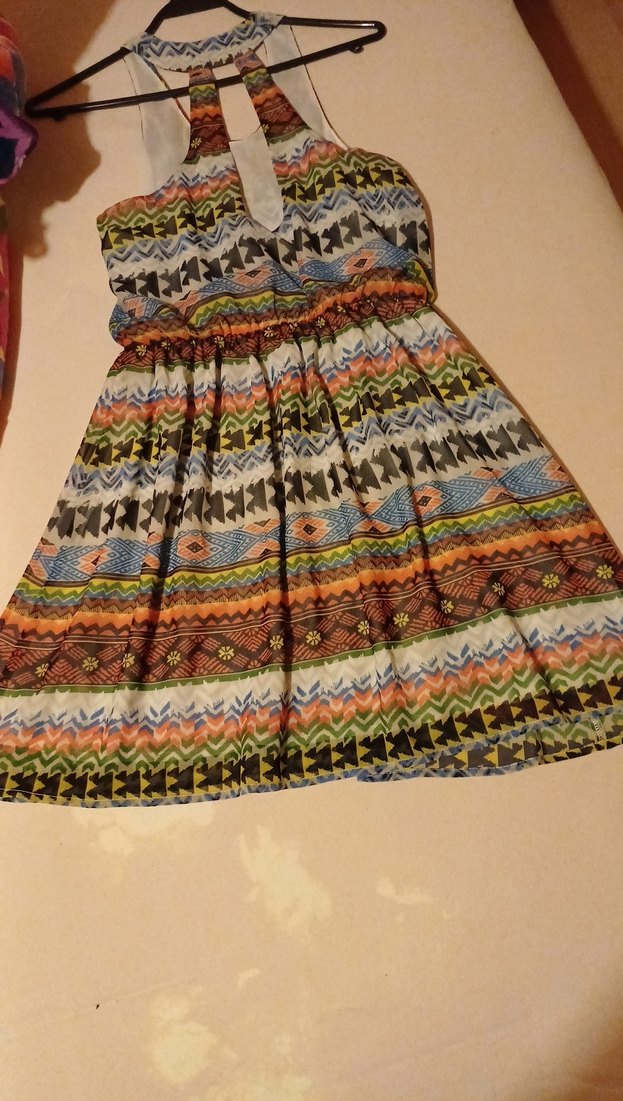 Bohem Çok Renkli Pliseli Uzun Elbise - Görsel 2