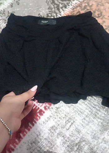 Siyah Fırfırlı Bol Kesim Mini Etek - Görsel 6