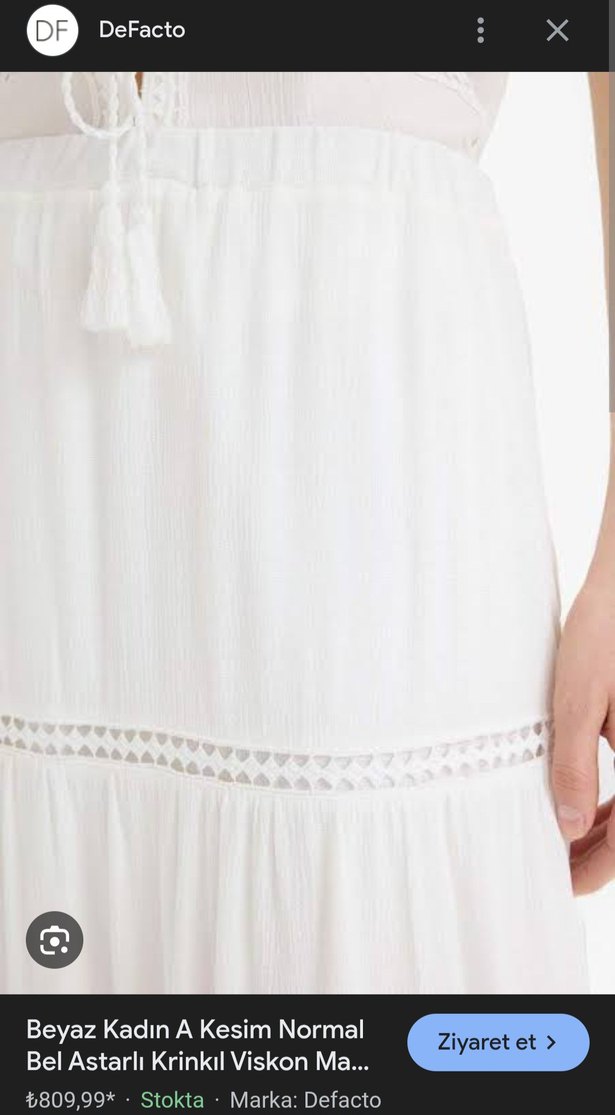 Beyaz Nakışlı Uzun Bohem Etek - Görsel 2