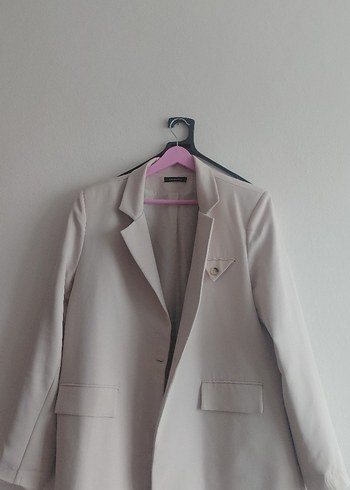 Bej Düğmeli Kadın Blazer Ceket - Görsel 2