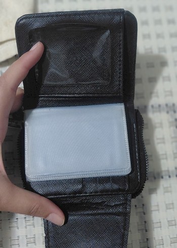 Siyah Baskılı Deri Kadın Cüzdanı - Görsel 4