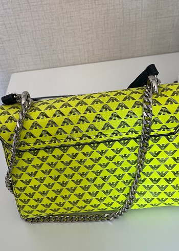 Armani Sarı Baskılı Fermuarlı Kadın Çanta