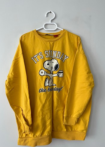Sarı Baskılı Uzun Kollu Kadın Sweatshirt