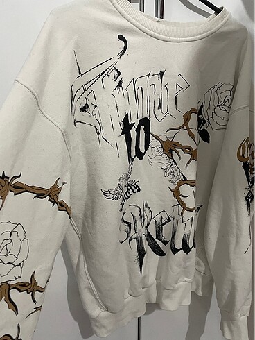 xl Beden beyaz Renk Oversize desenli beyaz sweatshirt