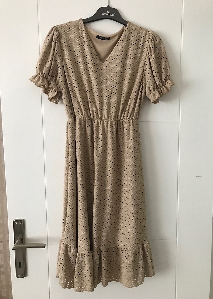 krem rengi kadın elbise M/L - Görsel 2