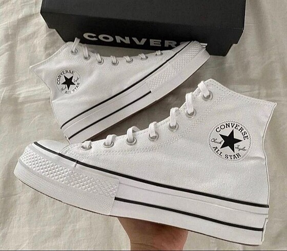 39 Beden CONVERSE PLATFORM TABAN BEYAZ