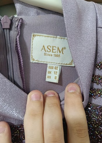 Mor İşlemeli Uzun Kollu Abiye Elbise - Görsel 2