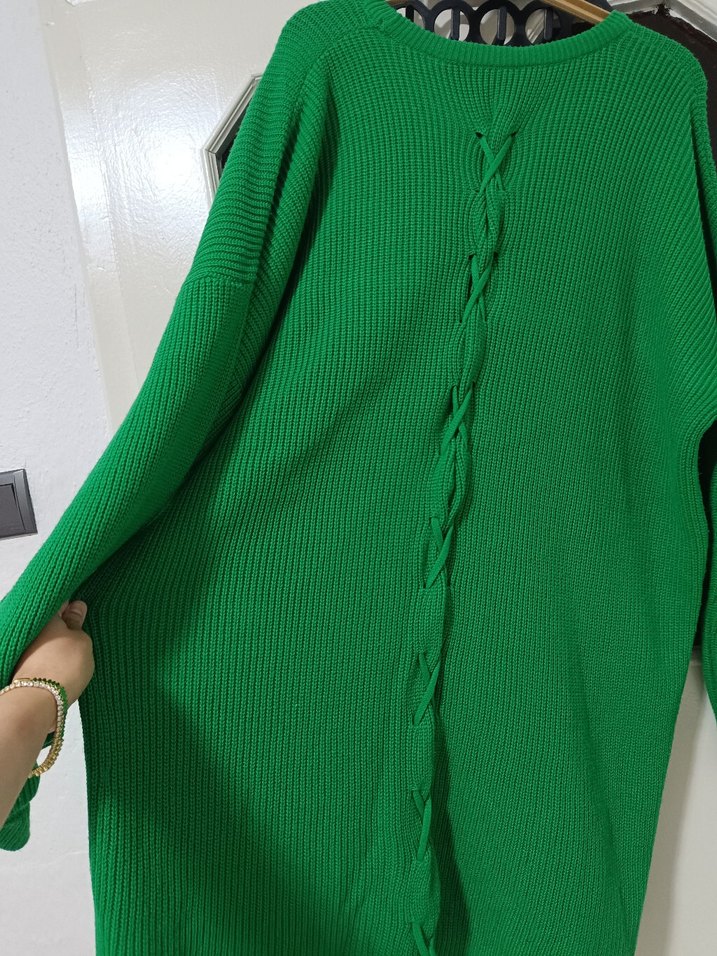 Yeşil Balıkçı Yaka Örgü Kadın Kazak - Görsel 2