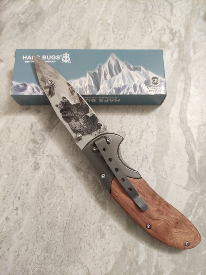 HapsBugs Ayı Kartal Desenli otomatik çakı - Görsel 2