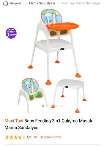 Diğer Maxi Taxi 3'ü 1 Arada Bebek Mama Sandalyesi