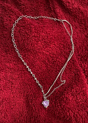 Mor Zincir Detaylı Midi Kadın Kolye - Görsel 2