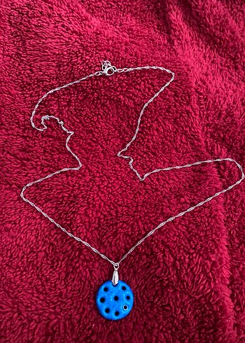 Mavi Renkli Uzun Zincirli Kadın Kolye - Görsel 2