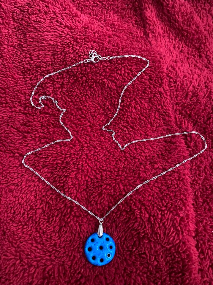 Mavi Renkli Uzun Zincirli Kadın Kolye - Görsel 2