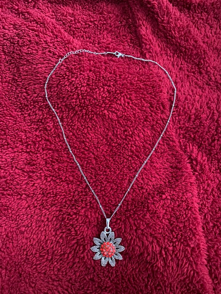 Kırmızı Nakışlı Boncuklu Bohem Kolye - Görsel 2