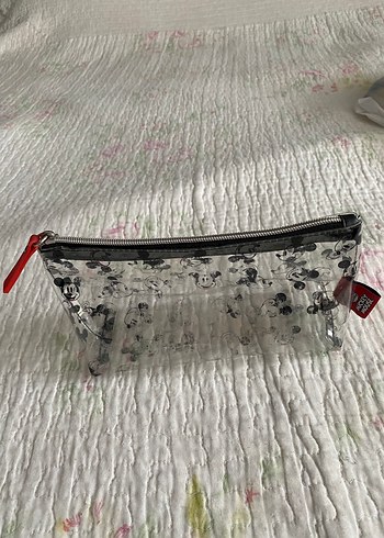 Gri Desenli Fermuarlı Makyaj Çantası - Görsel 7