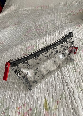 Gri Desenli Fermuarlı Makyaj Çantası - Görsel 6