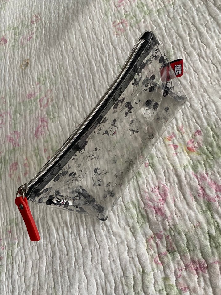 Gri Desenli Fermuarlı Makyaj Çantası - Görsel 2