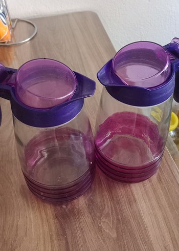 Mor Kapaklı Renkli Cam Sürahi - Görsel 2