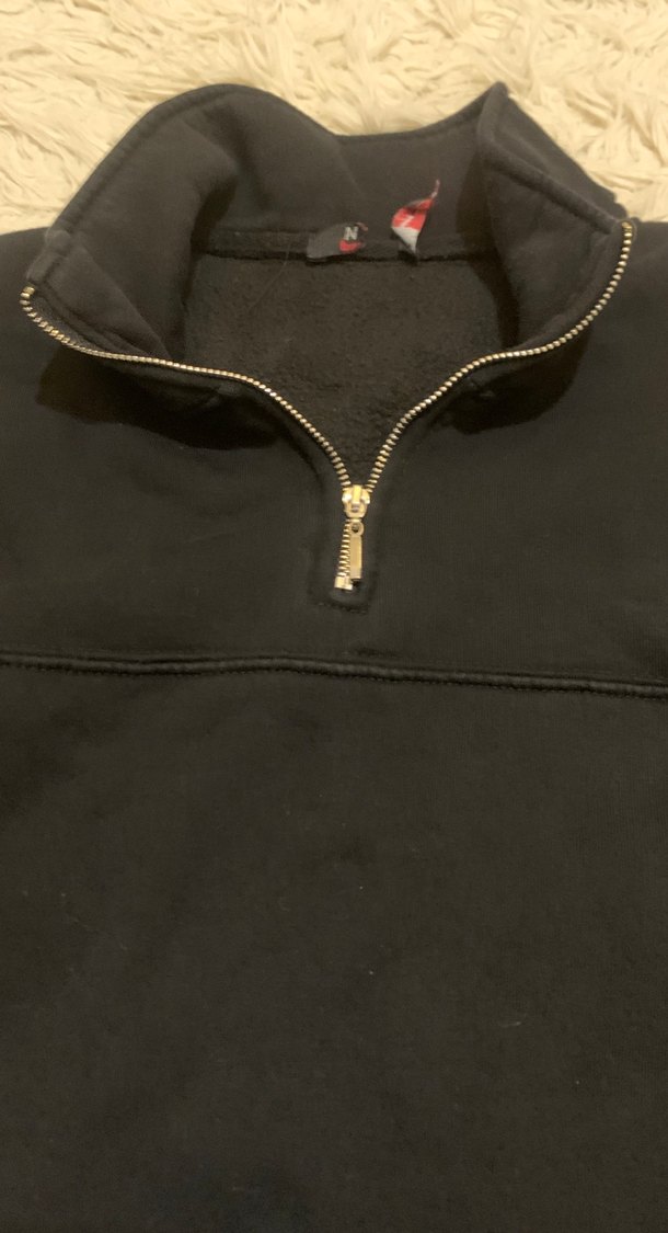 Siyah Yarım Fermuarlı Sweatshirt - Görsel 2