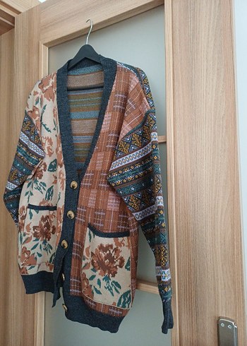 Desenli Bohem Örgü Hırka - Görsel 3