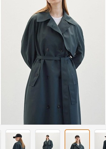 Manuka Kadın Uzun Yeşil Dökümlü Trençkot - Görsel 7