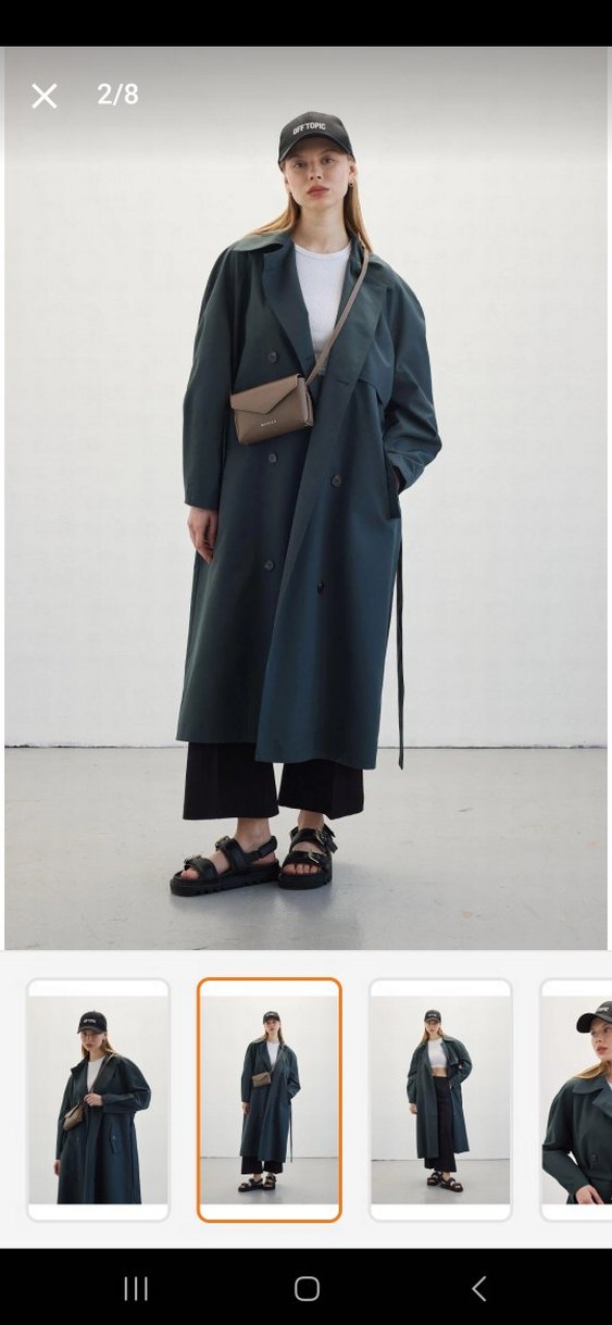 Manuka Kadın Uzun Yeşil Dökümlü Trençkot - Görsel 4