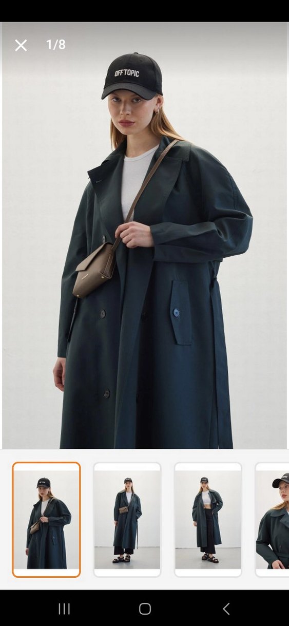 Manuka Kadın Uzun Yeşil Dökümlü Trençkot - Görsel 3