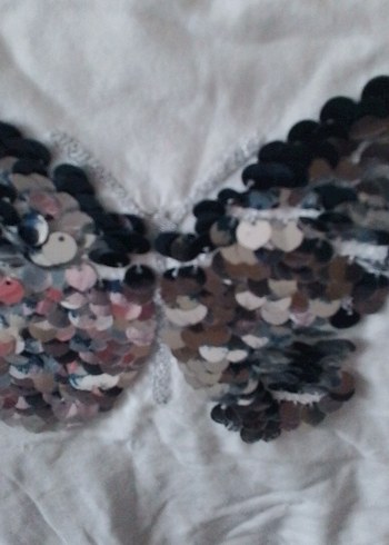 Kelebek Detaylı Kız Çocuk Beyaz Tişört ve lacivert Etek - Görsel 5