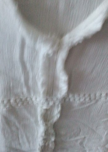 Düğmeli V Yaka Keten Mini Beyaz Atlet - Görsel 3