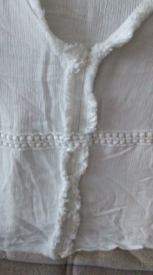 Düğmeli V Yaka Keten Mini Beyaz Atlet - Görsel 4