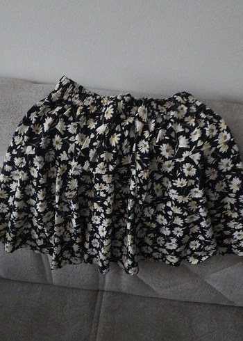 Gri Çiçek Desenli Mini Etek kız çocuk - Görsel 3