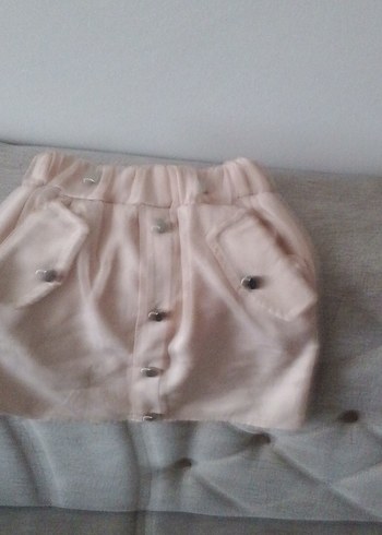 Düğmeli Bej Mini Etek kız çocuk - Görsel 4