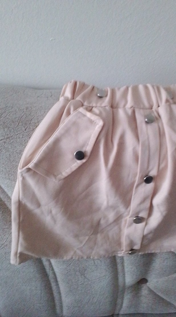 Düğmeli Bej Mini Etek kız çocuk - Görsel 3