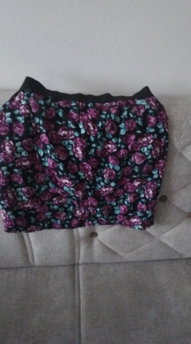 Mor Çiçek Desenli Mini Etek - Görsel 5