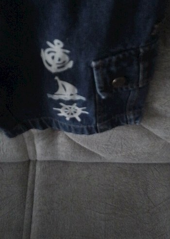 Erkek Çocuk Koyu Mavi Düğmeli Denim Şort - Görsel 2