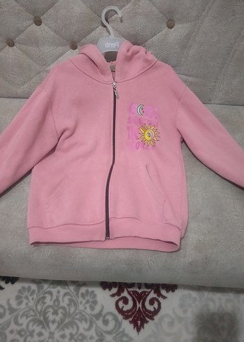 Kız Çocuk Pembe Fermuarlı Sweatshirt - Görsel 4