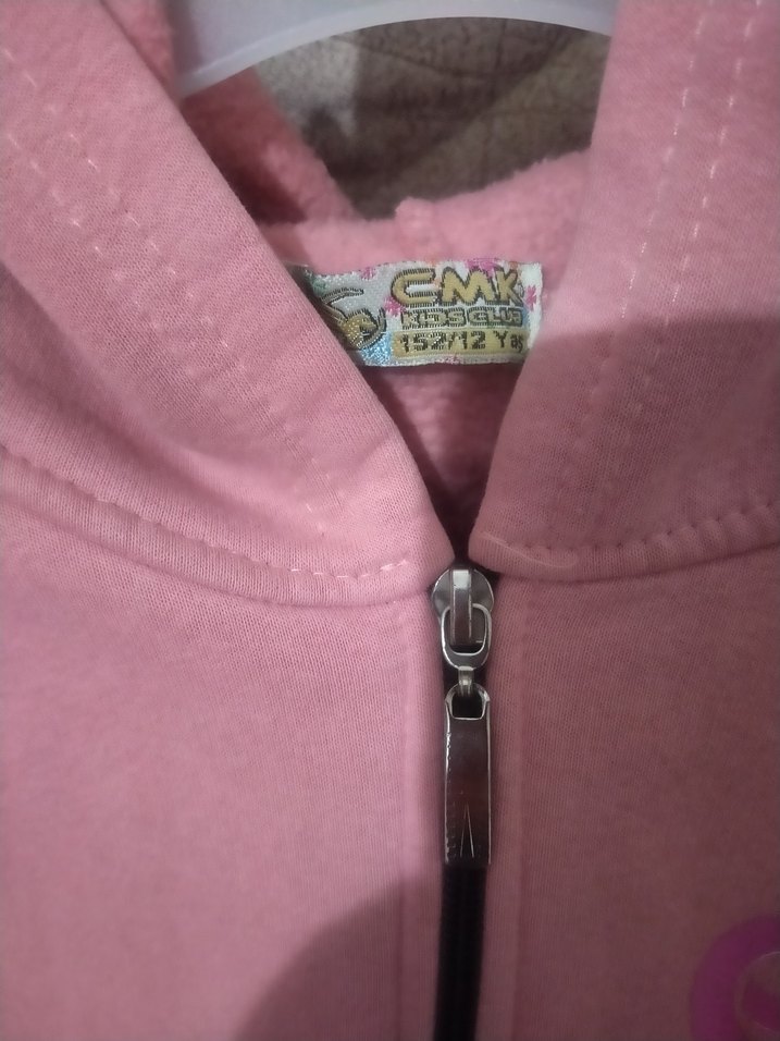 Kız Çocuk Pembe Fermuarlı Sweatshirt - Görsel 3